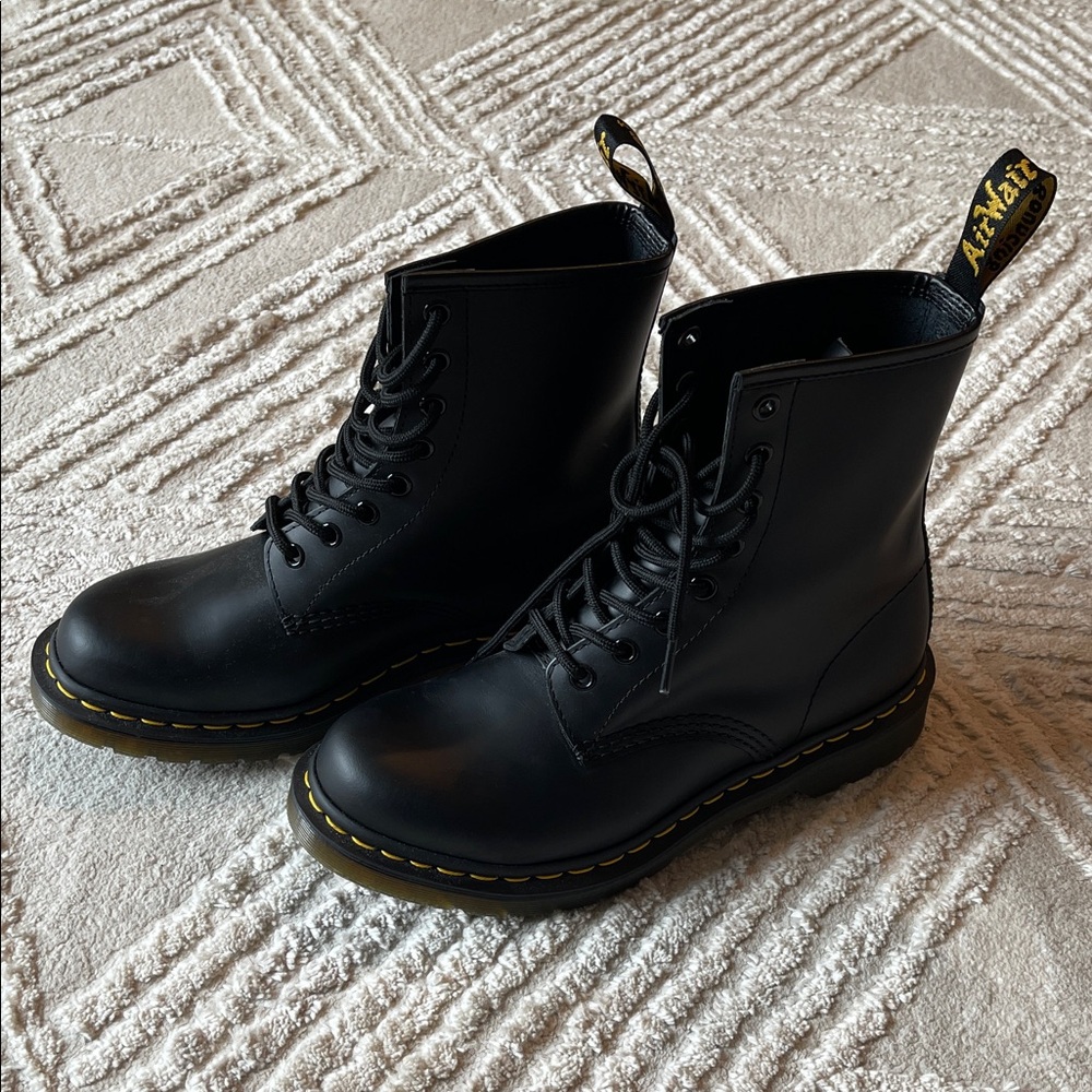NEW : Dr. Martens Black Boots with Yellow Stitching